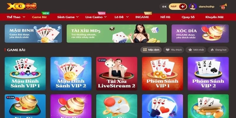Lựa chọn sảnh game PP Gaming XO88 tại trang chủ chính